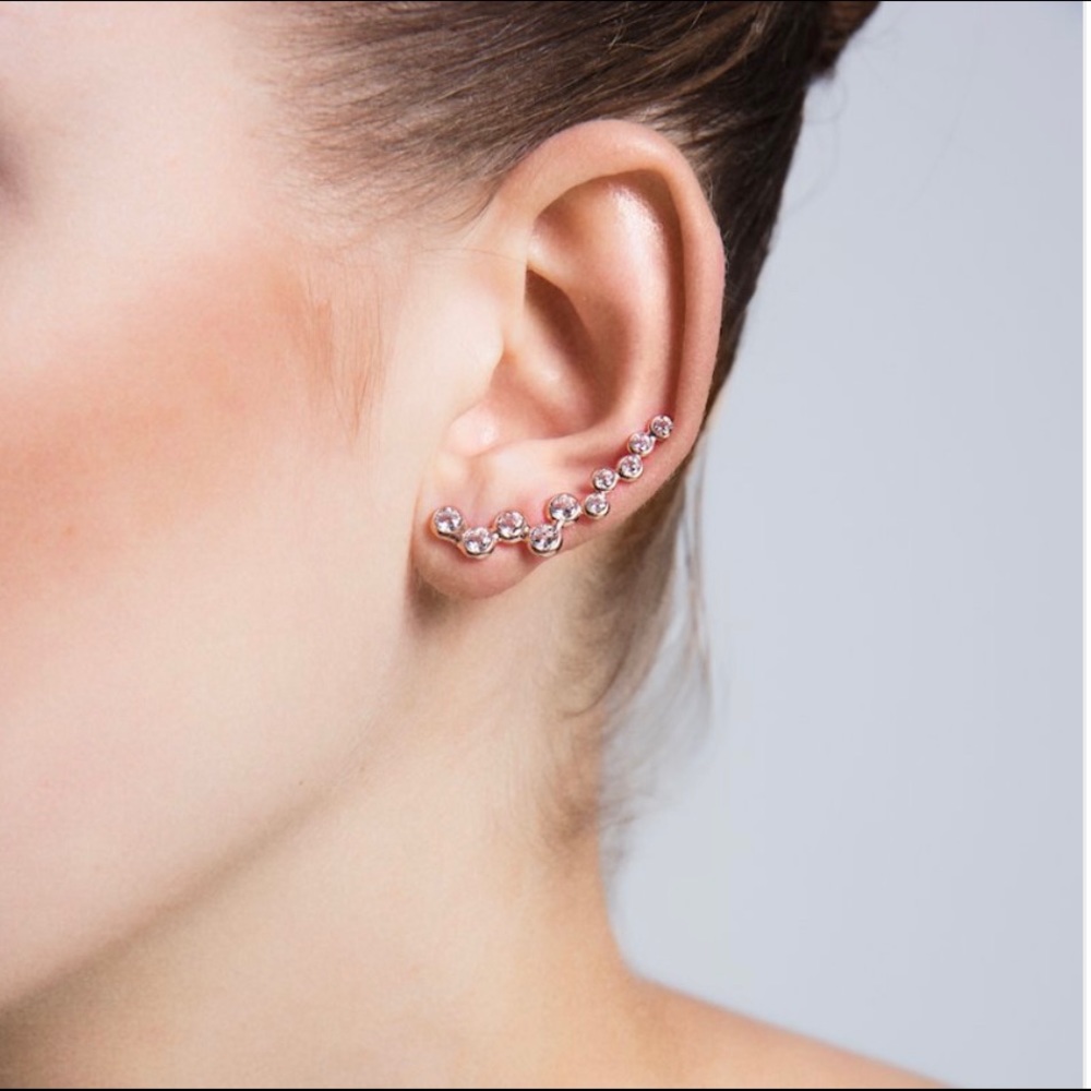 Amorium Rose Gold SS Bubble Cuff Earrings NEW